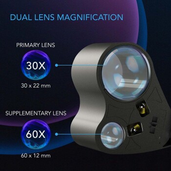 AC Infinity pocket magnifier with LED lighting, 2 lenses,...