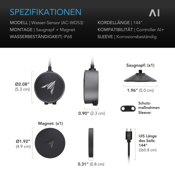 AC Infinity AI Water Sensor – Water Level & Leak Detection, IP68