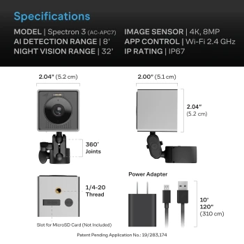 AC Infinity SPECTRON 3 – AI 4K grow camera with night vision