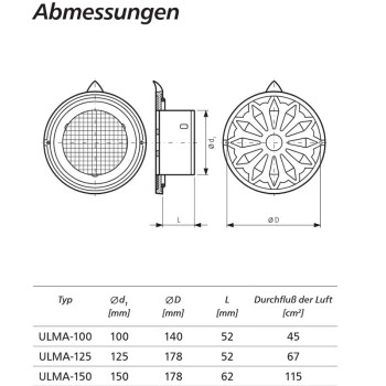 Ventilation Grid Aluminium Cast 100mm